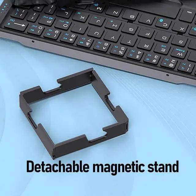 Alt view image 2 of 7 - Wireless BT Keyboard Folding Keyboard with Scissor Keys for Silent Typing Magnetic Stand 60 Days Standby Compact Layout