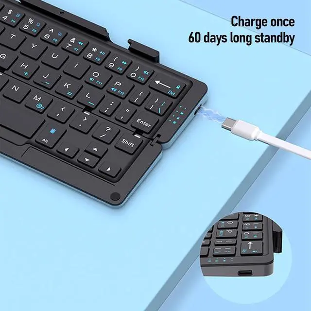Alt view image 4 of 7 - Wireless BT Keyboard Folding Keyboard with Scissor Keys for Silent Typing Magnetic Stand 60 Days Standby Compact Layout
