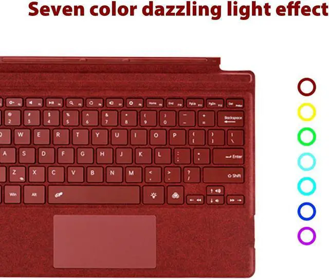 Alt view image 3 of 7 - Gugxiom Keyboard for Pro 7Plus/7/6/5/4/3, Portable Bluetooth 5.3 Wireless Keyboard, Multi Gesture Touchpad, 7 Color Backlit Type Cover (Wine Red)