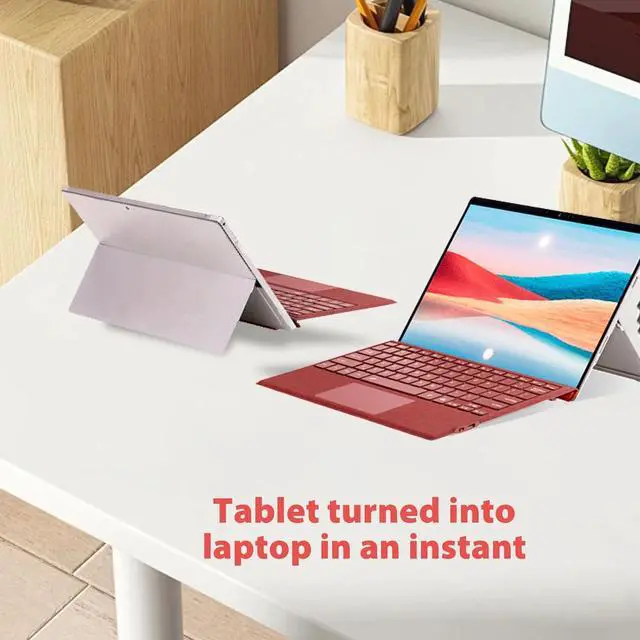 Alt view image 5 of 7 - Gugxiom Keyboard for Pro 7Plus/7/6/5/4/3, Portable Bluetooth 5.3 Wireless Keyboard, Multi Gesture Touchpad, 7 Color Backlit Type Cover (Wine Red)