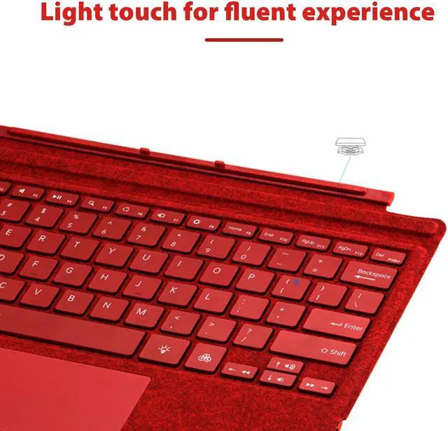 Alt view image 2 of 7 - Gugxiom Keyboard for Pro 7Plus/7/6/5/4/3, Portable Bluetooth 5.3 Wireless Keyboard, Multi Gesture Touchpad, 7 Color Backlit Type Cover (Wine Red)