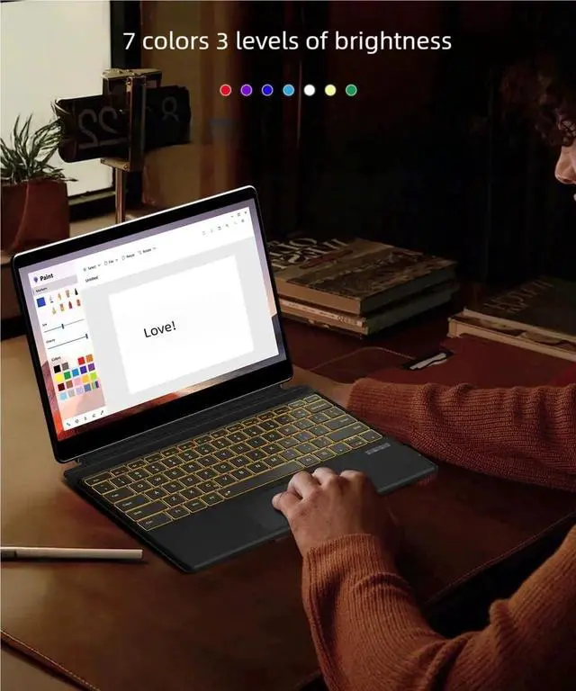 Alt view image 6 of 7 - Keyboard for Surface Pro 7+ Pro 7 Pro 6 Pro 5 Pro 4 Pro 3, Portable Slim Type Cover for Surface Pro, Wireless Keyboard with Multi-Touch Trackpad,7 Color Backlit,Wine Red