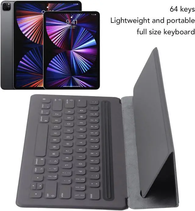 Alt view image 3 of 7 - Bluetooth Keyboard, Smart Keyboard with Case, Cordless Keyboard for 12.9in iOS Tablet Pro 1st 2nd Gen, 64 Keys Full Size UK Version Portable Tablet Keyboard