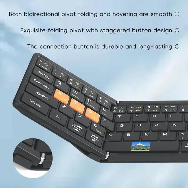 Alt view image 5 of 6 - JOMAA Foldable Bluetooth Keyboard with Trackpad Silent Rechargeable, Full-Size Portable Travel Keyboard for iPad/iPhone/Smartphone/Tablet/PC/Laptop (Black)