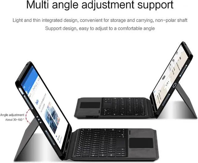 Alt view image 6 of 6 - Integrated Combo Touchpad Keyboard Case for iPad Pro 11/Air 11/Air 4/Air 5 11inches Tablet, 7-Color All-in-one Backlit Keyboard with Pen Holder- Cloth Pattern (iPad Air 5)