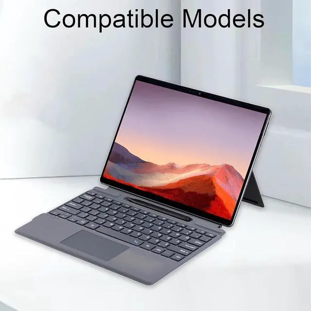 Alt view image 2 of 7 - Tablet Wireless Keyboard, with Pen Holder BT 5.3 Keyboard with 7 Color Backlit for Pro 11 10 9 8 X Portable Silent Keys Multi Touch Touchpad