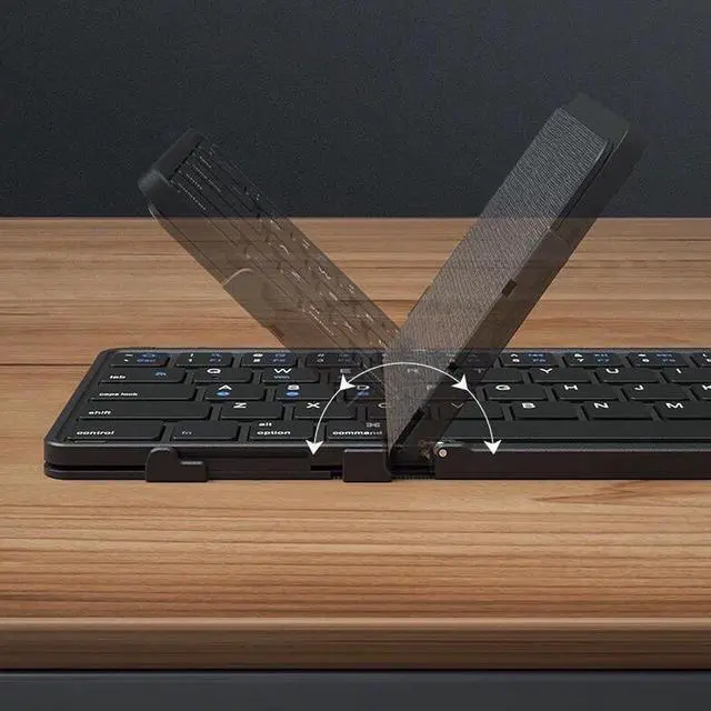 Alt view image 4 of 7 - Yunir Foldable Compact Keyboard,Portable Bluetooth Keyboard with PU Leather Cover,Pocket Sized Wireless Travel Keyboards for Tablet Smartphone Laptop PC Wins iOS Android