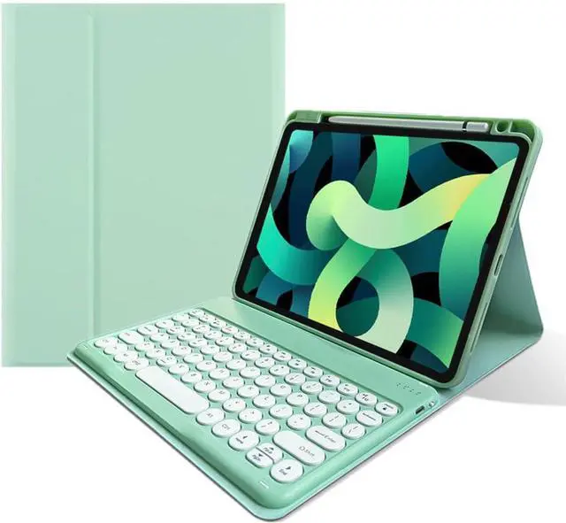 Main image of Keyboard Case for iPad Pro 13 inch M4, Round Key Colour Detachable Bluetooth Keyboard and Pencil Holder for iPad Pro 13" 2024,Mint Green