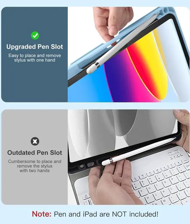 Alt view image 5 of 7 - Keyboard Case for iPad Pro 13 (M4) 2024 with Mouse, Magnetic Detachable Candy Color Round Keys Keyboard Case for iPad Pro 13 inch Tablet 2024 with Pencil HolderTeal