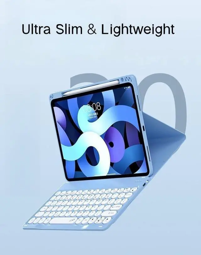 Alt view image 7 of 7 - Keyboard Case for iPad Pro 13 (M4) 2024 with Mouse, Magnetic Detachable Candy Color Round Keys Keyboard Case for iPad Pro 13 inch Tablet 2024 with Pencil HolderTeal