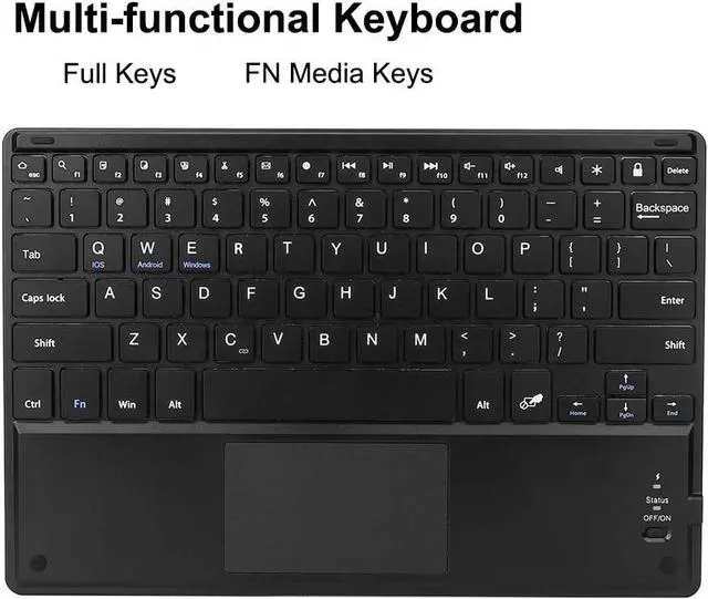 Alt view image 3 of 7 - Diyeeni Bluetooth Touchpad Keyboard with Case, Multifunctional Bluetooth Touchpad, Keyboard Suitable for 9.710in Tablet PC, Continuous 100 Hours Long Standby