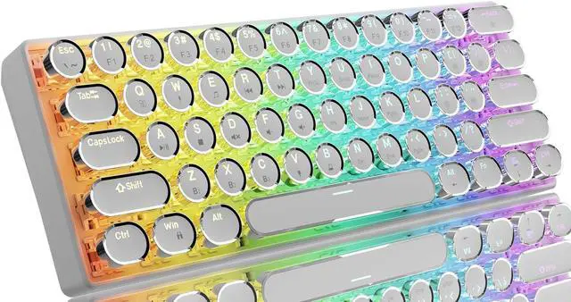 Main image of EWEADN G61 Typewriter Keyboard Wireless Mechanical Keyboards, 60% Mini Typewriter Keyboards with Rainbow Backlit, Anti-Ghosting, Red Switch Bluetooth/2.4GHz/USB-C Cute Aesthetic Keyboard-White