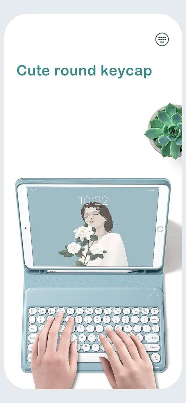 Alt view image 5 of 7 - with Mouse Keyboard Cover for Samsung Galaxy Tab S8 Ultra 14.6" 2022 Model SM-X900/SM-X906 Magnetic Detachable BT Keyboard Round Keycaps Slim Smart Wireless Keyboard (Galaxy Tab S8 Ultra, Mint)