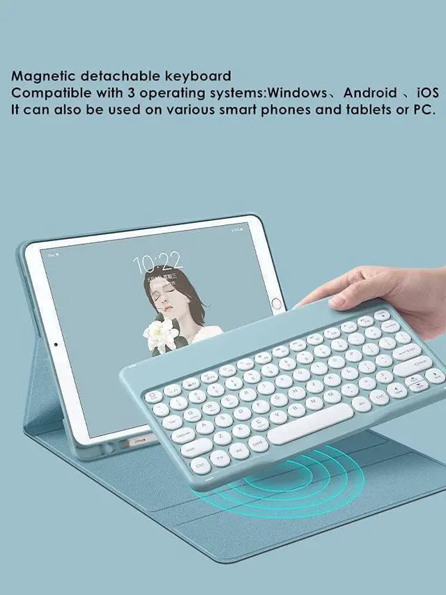 Alt view image 6 of 7 - with Mouse Keyboard Cover for Samsung Galaxy Tab S8 Ultra 14.6" 2022 Model SM-X900/SM-X906 Magnetic Detachable BT Keyboard Round Keycaps Slim Smart Wireless Keyboard (Galaxy Tab S8 Ultra, Mint)