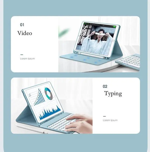 Alt view image 7 of 7 - with Mouse Keyboard Cover for Samsung Galaxy Tab S8 Ultra 14.6" 2022 Model SM-X900/SM-X906 Magnetic Detachable BT Keyboard Round Keycaps Slim Smart Wireless Keyboard (Galaxy Tab S8 Ultra, Mint)