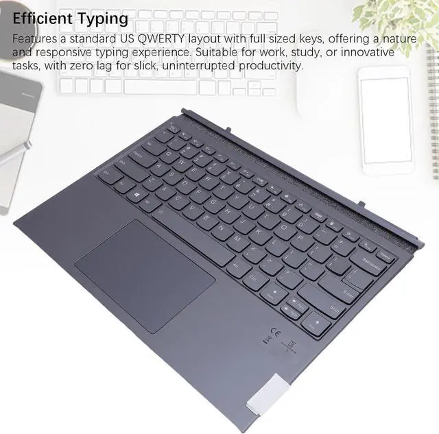 Alt view image 4 of 7 - Diyeeni Fit for Yoga Duet 2020 2021 Tablet Keyboard, Laptop Detachable Keyboard, High Sensitivity Touchpad, US QWERTY Layout with Full Sized Keys, 300mAh Battery