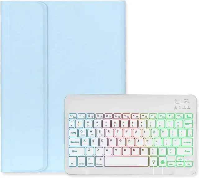 Main image of Backlit Keyboard Case for iPad Pro 13 inch M4 2024 Case with Keyboard, Backlight Detachable Keyboard Cute Candy Color Case,LightBlue+White