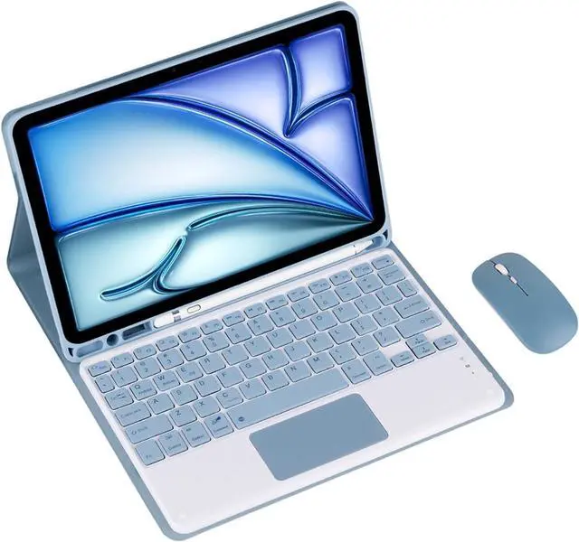 Main image of Keyboard Case for Samsung Galaxy Tab S8+/S8 Plus(12.4") SM-X800/X806B Tablet Detachable Keyboard, Fully Wrapped Leather Case with Built-in Pen Holder (Blue,Touch Pad and Mouse)