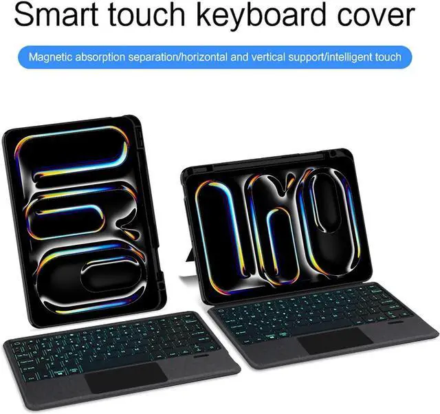 Alt view image 2 of 7 - Magnetic Keyboard Case for iPad 10th Generation 2022 10.9 inch Magnetic Detachable Keyboard Case with Backlit Trackpad 7 Color Backlight Keyboard for 10th Gen iPad