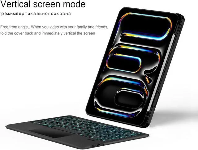 Alt view image 3 of 7 - Magnetic Keyboard Case for iPad 10th Generation 2022 10.9 inch Magnetic Detachable Keyboard Case with Backlit Trackpad 7 Color Backlight Keyboard for 10th Gen iPad
