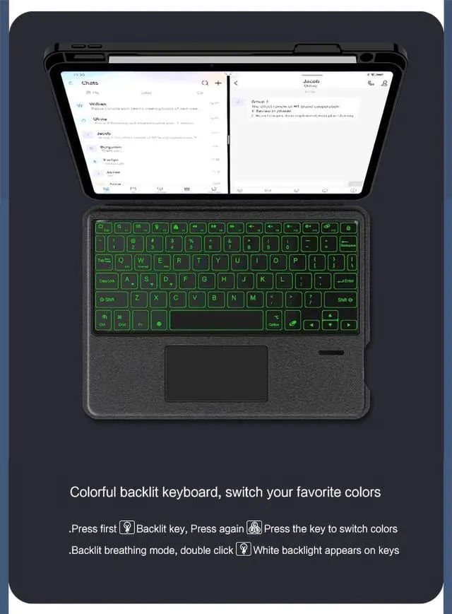 Alt view image 4 of 7 - Magnetic Keyboard Case for iPad 10th Generation 2022 10.9 inch Magnetic Detachable Keyboard Case with Backlit Trackpad 7 Color Backlight Keyboard for 10th Gen iPad