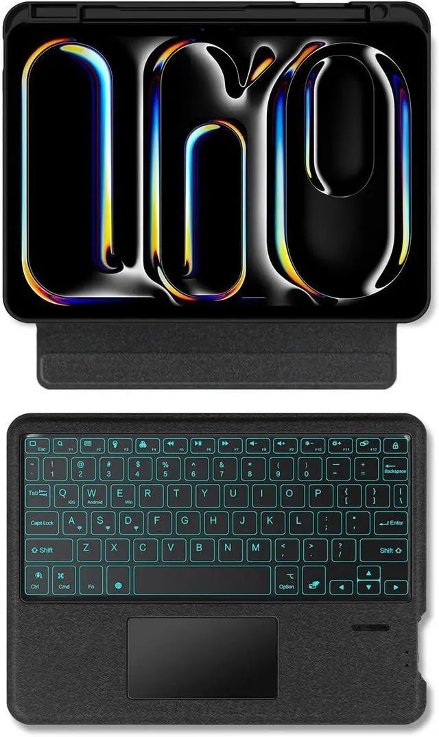 Alt view image 6 of 7 - Magnetic Keyboard Case for iPad 10th Generation 2022 10.9 inch Magnetic Detachable Keyboard Case with Backlit Trackpad 7 Color Backlight Keyboard for 10th Gen iPad