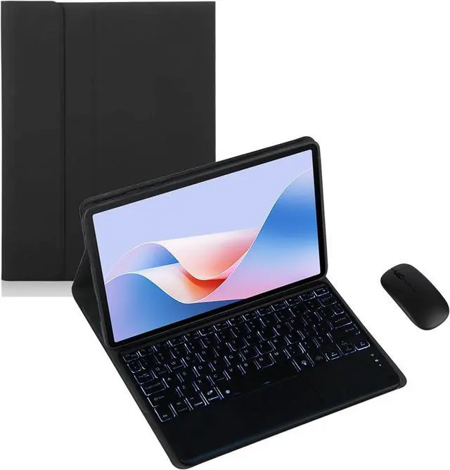 Main image of Keyboard Case for Oppo Pad SE 11inch 2025 Tablet, Wireless Bluetooth Keyboard, Soft Silicone Edge Protective Case with Stand, 2025 New Model (Black,Backlit TouchPad+Mouse)