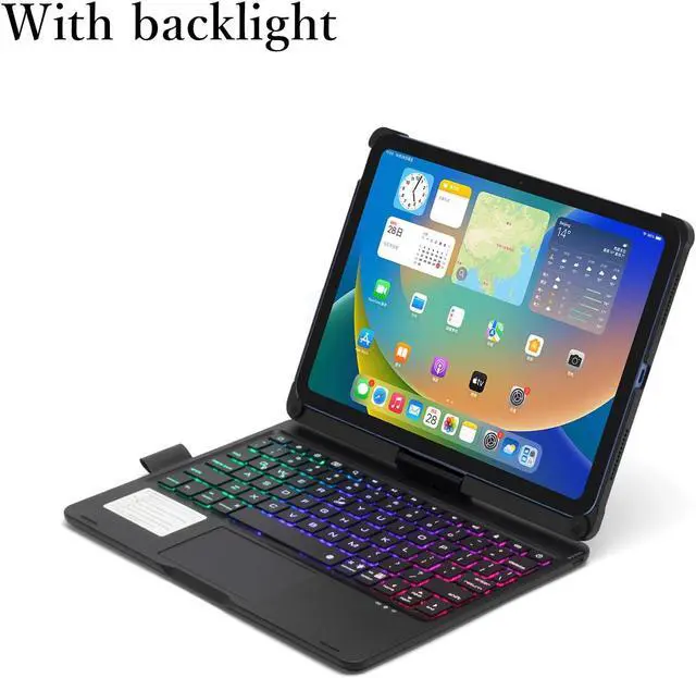 Alt view image 2 of 7 - 360 Rotatable Keyboard Case for iPad 10th Generation Case with Backlight Keyboard Touchpad Backlit Keyboard Cover Foldable for iPad 10 2022 10.9 inch (Silver)