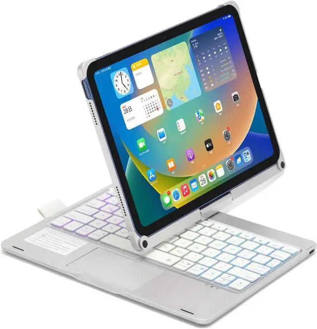 Main image of 360 Rotatable Keyboard Case for iPad 10th Generation Case with Backlight Keyboard Touchpad Backlit Keyboard Cover Foldable for iPad 10 2022 10.9 inch (Silver)