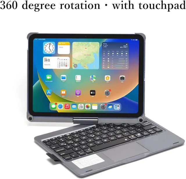 Alt view image 3 of 7 - 360 Rotatable Keyboard Case for iPad 10th Generation Case with Backlight Keyboard Touchpad Backlit Keyboard Cover Foldable for iPad 10 2022 10.9 inch (Silver)