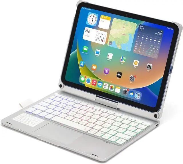 Alt view image 4 of 7 - 360 Rotatable Keyboard Case for iPad 10th Generation Case with Backlight Keyboard Touchpad Backlit Keyboard Cover Foldable for iPad 10 2022 10.9 inch (Silver)
