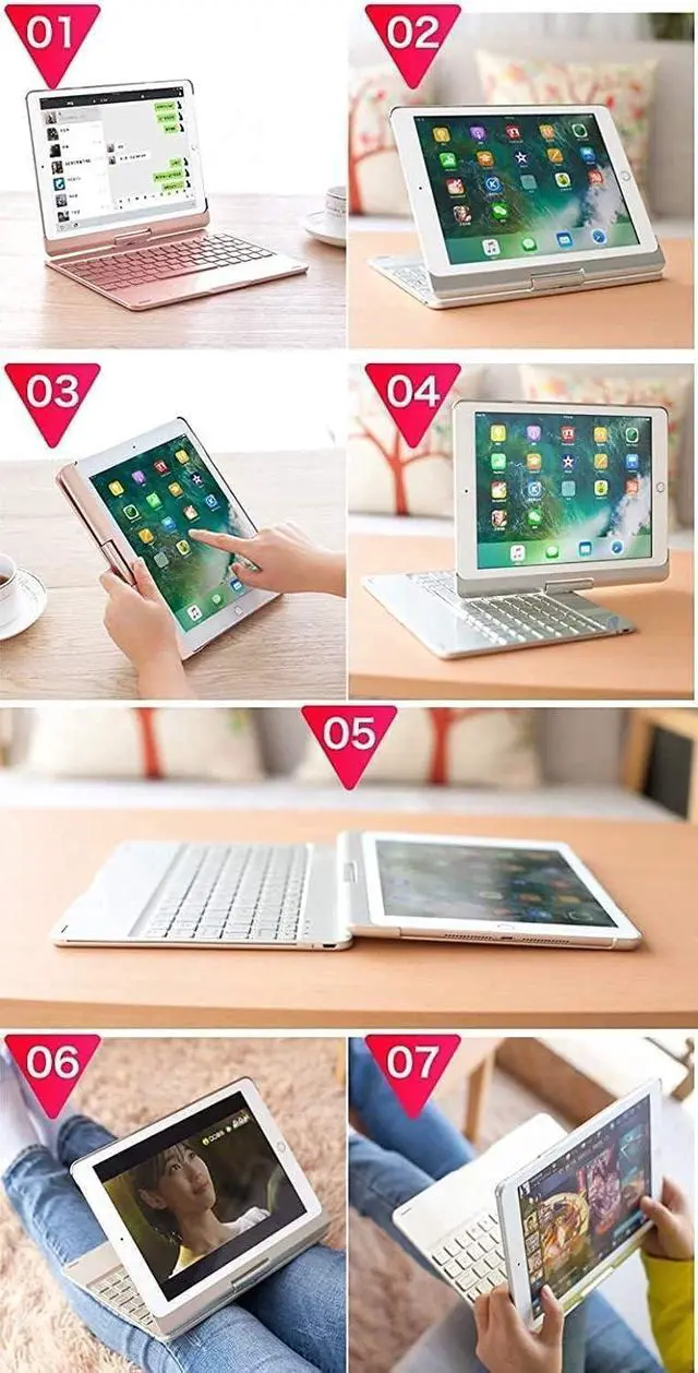Alt view image 7 of 7 - 360 Rotatable Keyboard Case for iPad 10th Generation Case with Backlight Keyboard Touchpad Backlit Keyboard Cover Foldable for iPad 10 2022 10.9 inch (Silver)