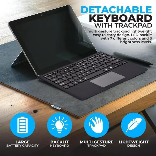 Alt view image 6 of 6 - Keyboard Type Cover for Microsoft Surface Pro 7+ Pro 7 Pro 6 Pro 5 Pro4 Pro3, 12.3 inch, Ultra-Slim Bluetooth Multi-Touchpad Mouse Rechargeable, 7-Color LED Backlit (Black with Backlit)