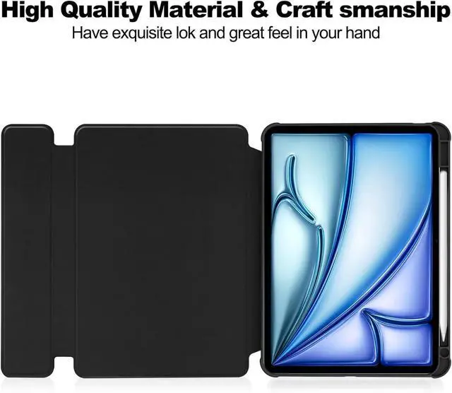 Alt view image 4 of 7 - 360 Rotating Keyboard Case Compatible with iPad Air 13 inch M2 2024, Vertical Stand Magnetic Detachable Keyboard Slim Folio Smart Cover with Keyboard,Black