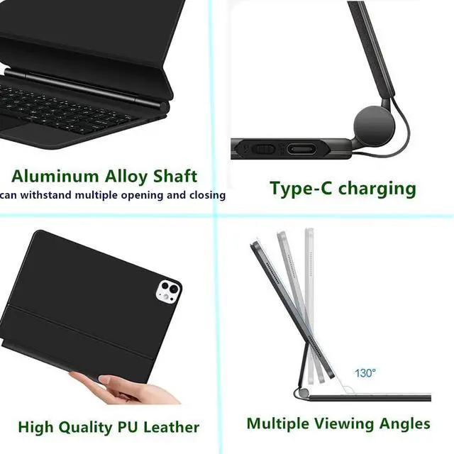 Alt view image 6 of 7 - Keyboard Magic Case for 2024 iPad Air 13 and iPad Pro 12.9 (6th, 5th, 4th, 3rd Gen), Magnetic Keyboard Case with Multi-Touch Trackpad, 7 Colors Backlight,Black