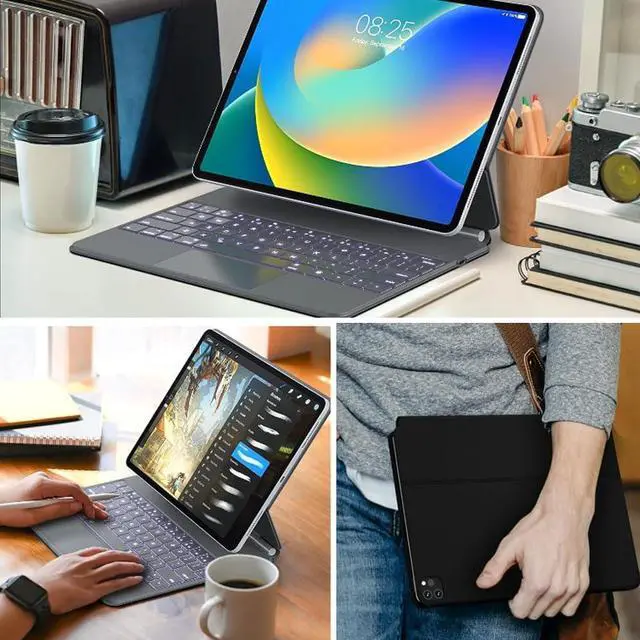 Alt view image 7 of 7 - Keyboard Magic Case for 2024 iPad Air 13 and iPad Pro 12.9 (6th, 5th, 4th, 3rd Gen), Magnetic Keyboard Case with Multi-Touch Trackpad, 7 Colors Backlight,Black