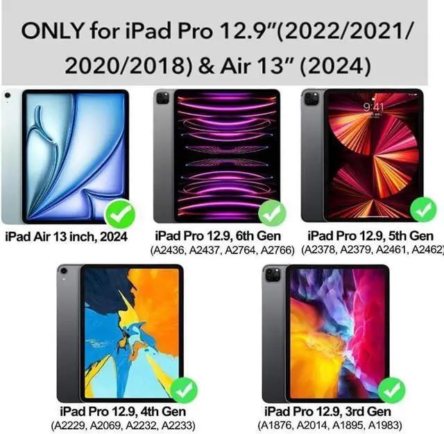 Alt view image 2 of 7 - Keyboard Magic Case for 2024 iPad Air 13 and iPad Pro 12.9 (6th, 5th, 4th, 3rd Gen), Magnetic Keyboard Case with Multi-Touch Trackpad, 7 Colors Backlight,Black