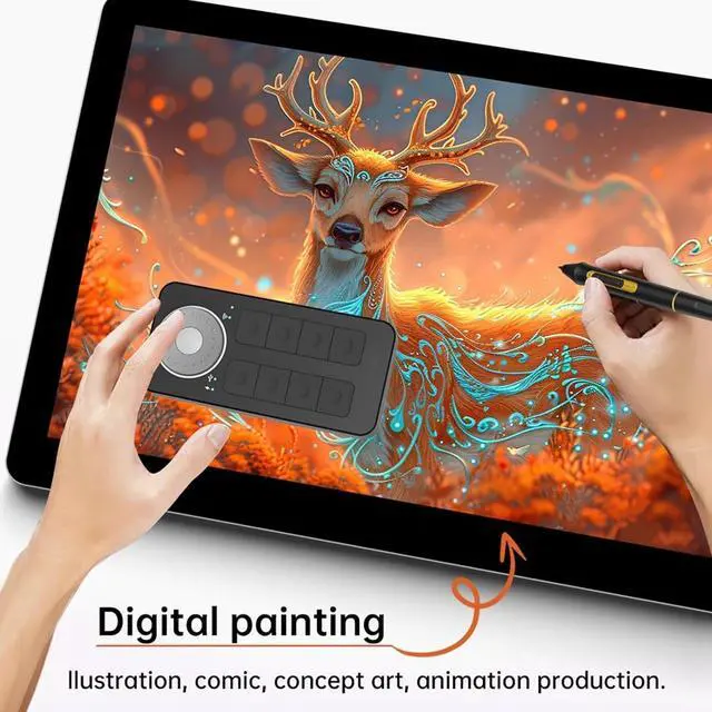 Alt view image 3 of 7 - Gugxiom Mini Keypad with Dial and 8 Quick Keys, Wireless Shortcut Keyboard for Drawing Tablet, PC, Laptops