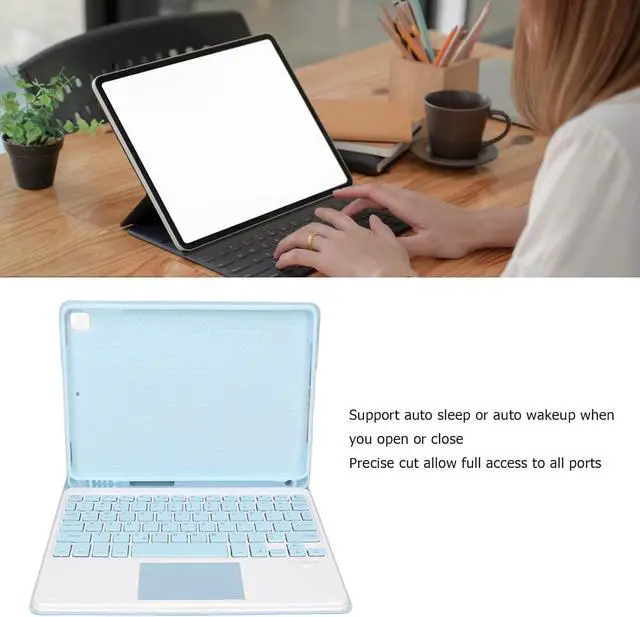 Alt view image 4 of 7 - Tablet Keyboard Magnetic Keyboard iOS Tablet Pro 9.7in with Kickstand Pencil Holder (Blue)