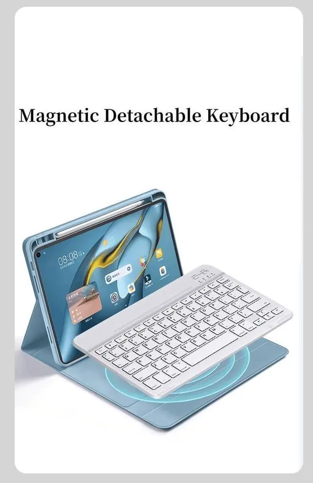 Alt view image 2 of 7 - Colorful Backlight Keyboard for Xiaomi Poco Pad 12.1"/ Redmi Pad Pro 12.1 inch Keyboard Case Magnetic Detachable Rechargeable Backlit Keyboard Cute Candy Color Case,MistyBlue+Black