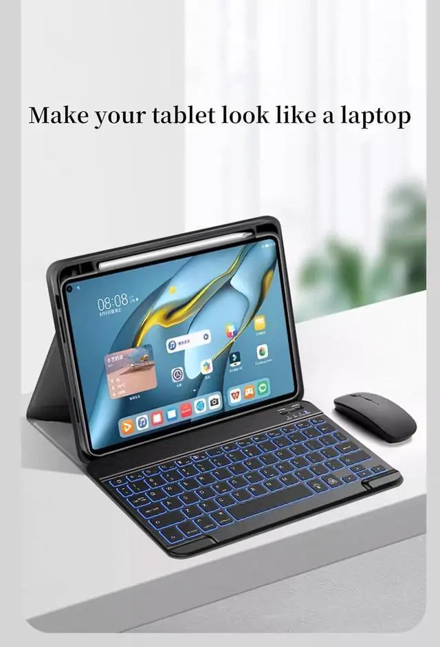 Alt view image 7 of 7 - Backlit Keyboard Case Mouse Compatible with iPad Pro 11 inch M4 2024 Keyboard with 7 Colors Backlight and Bluetooth Mouse Magnetic Detachable Keyboard Cover,Purple