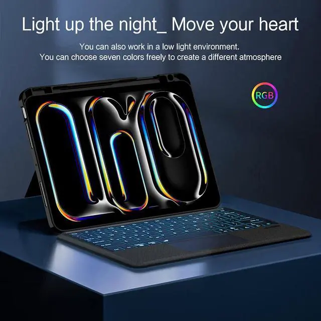 Alt view image 5 of 7 - Keyboard Case Compatible with iPad Pro 11 inch M4 2024,Magnetic Detachable Backlit Keyboard with Trackpad,Case with Adjustable Landscape/Portrait Stand