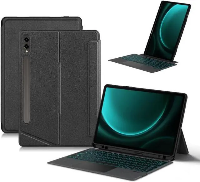 Main image of Magnetic Keyboard for Galaxy Tab S9 FE+ 12.4"/ Tab S9+ 12.4 inch Backlit Keyboard Case with Touchpad Portrait/Landscape Modes Magnetic Detachable Backlight Keyboard