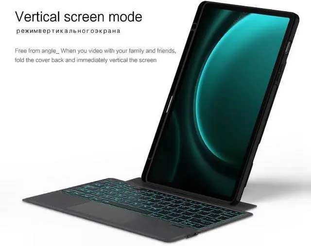 Alt view image 3 of 7 - Magnetic Keyboard for Galaxy Tab S9 FE+ 12.4"/ Tab S9+ 12.4 inch Backlit Keyboard Case with Touchpad Portrait/Landscape Modes Magnetic Detachable Backlight Keyboard