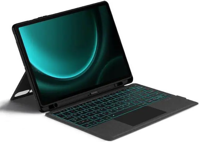 Alt view image 4 of 7 - Magnetic Keyboard for Galaxy Tab S9 FE+ 12.4"/ Tab S9+ 12.4 inch Backlit Keyboard Case with Touchpad Portrait/Landscape Modes Magnetic Detachable Backlight Keyboard