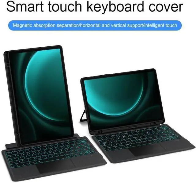 Alt view image 2 of 7 - Magnetic Keyboard for Galaxy Tab S9 FE+ 12.4"/ Tab S9+ 12.4 inch Backlit Keyboard Case with Touchpad Portrait/Landscape Modes Magnetic Detachable Backlight Keyboard