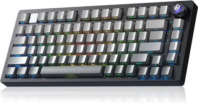 Main image of HI75C Pro Mechanical Keyboard, 75% Hot Swappable Gaming Keyboard with Five-Layer Knob, Bluetooth/2.4GHz/USB-C Wireless Keyboards for Windows/MAC/iOS/Android - Reaper Switch, Grey