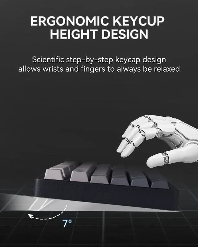 Alt view image 6 of 7 - HI75C Pro Mechanical Keyboard, 75% Hot Swappable Gaming Keyboard with Five-Layer Knob, Bluetooth/2.4GHz/USB-C Wireless Keyboards for Windows/MAC/iOS/Android - Reaper Switch, Grey