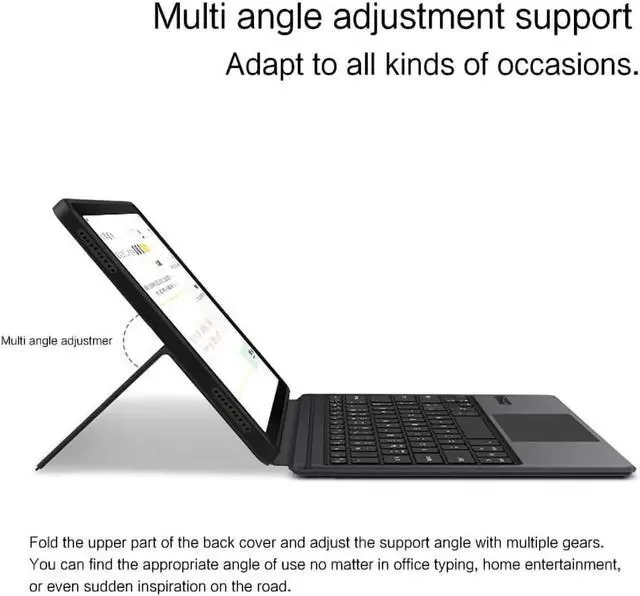 Alt view image 3 of 7 - Folio Keyboard Case for Galaxy Tab S10+ Plus 12.4 inch/Tab S9+ 12.4" Integrated Keyboard Case with Touchpad Slim Folio Touch Keyboard