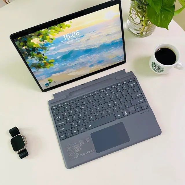 Alt view image 5 of 6 - Keyboard for Microsoft Surface Pro Copilot+ (11th Edition) / Pro 11 / Pro 10 / Pro 9 / Pro 8 / Pro X, 13 inch, Detachable Type Cover with Touchpad, Pen Holder (Grey Without Backlit)